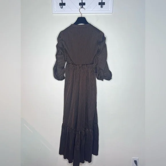 La Ligne Ruched Striped Cotton blend Gitane Dress in Midnight XS - Picture 6 of 7